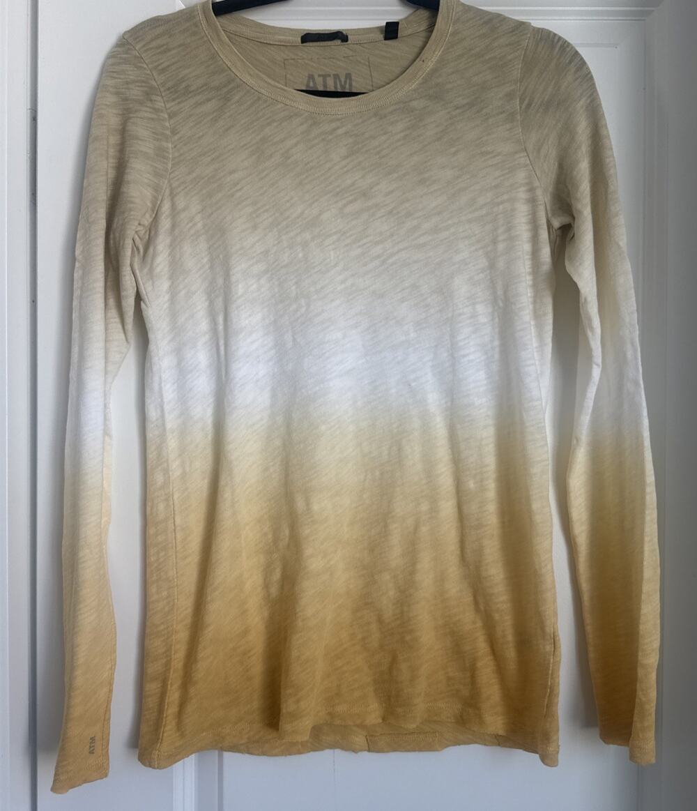 ATM Anthony Thomas Melillo Top Women’s Ombré Gradient Yellow Slub Long Sleeve S
